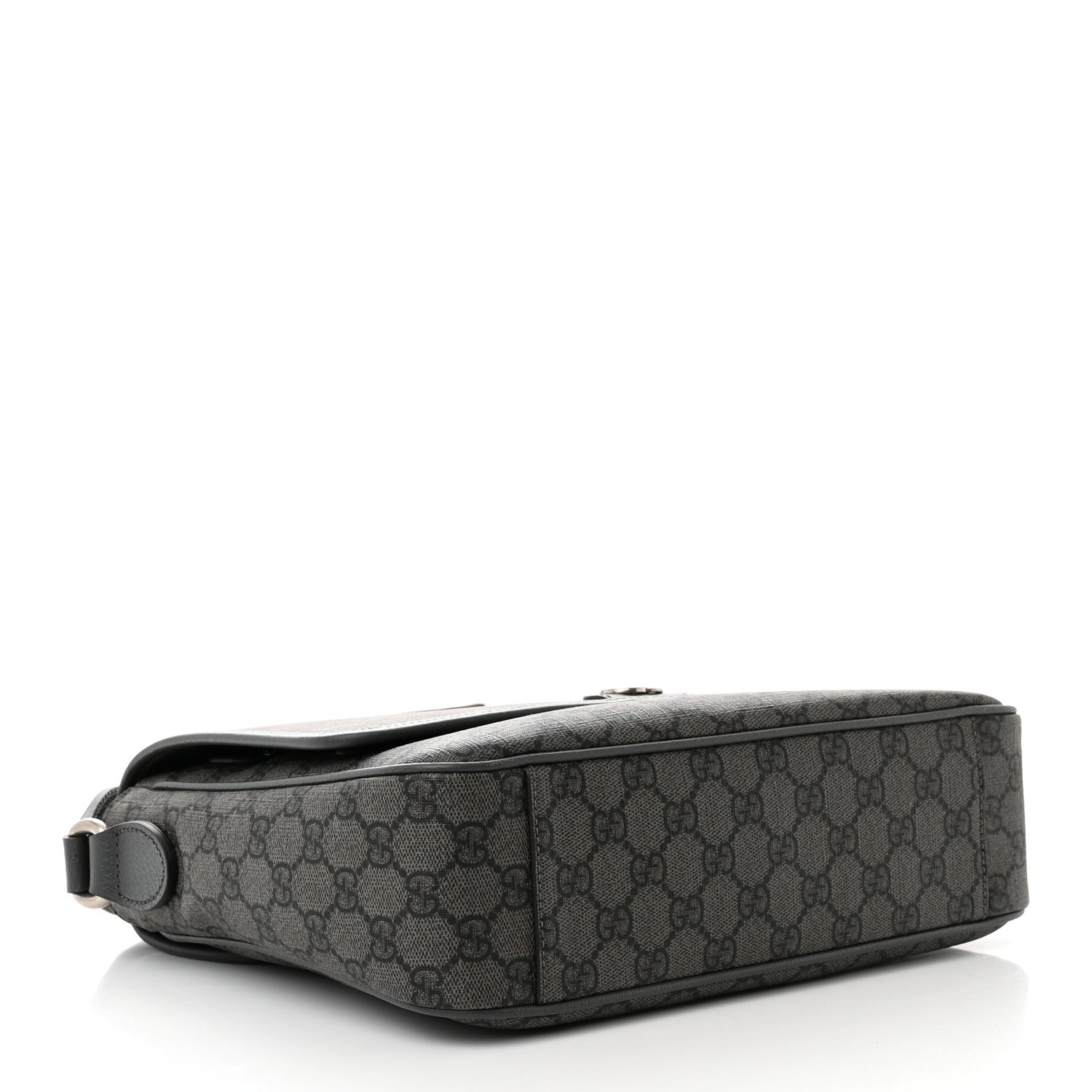 Gucci Tender GG Supreme Monogram Textured Dollar Calfskin Ophidia Messenger Bag Grey Black Graphite Grey 4 of 13