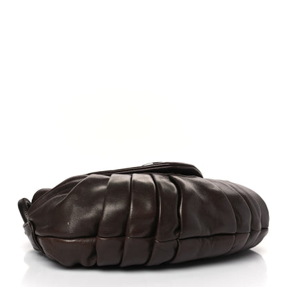 Chanel Lambskin Pleated CC Shoulder Bag Marron Fonce 4 of 10