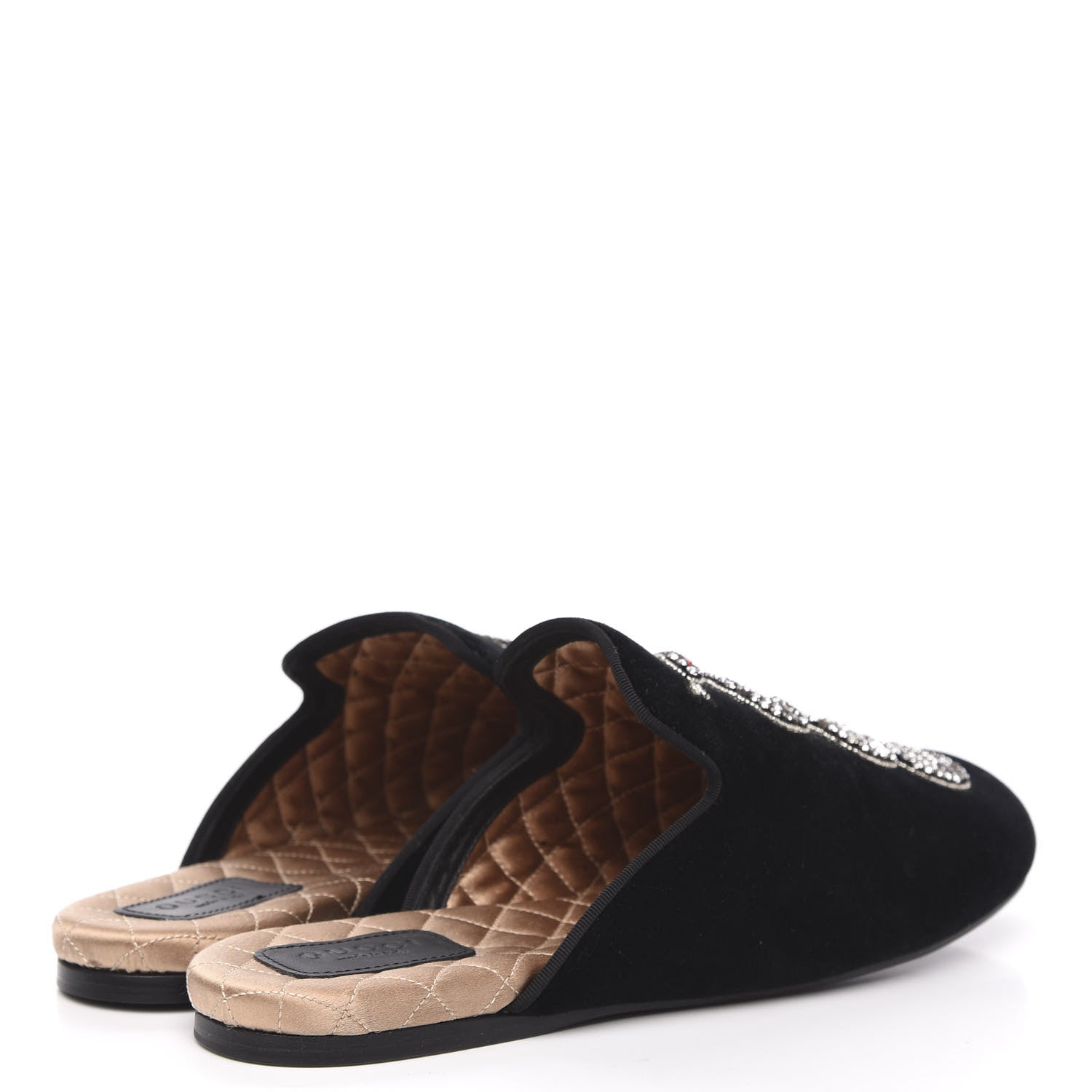 Gucci Velvet Embellished Evening Slipper 38 Black 4 of 9