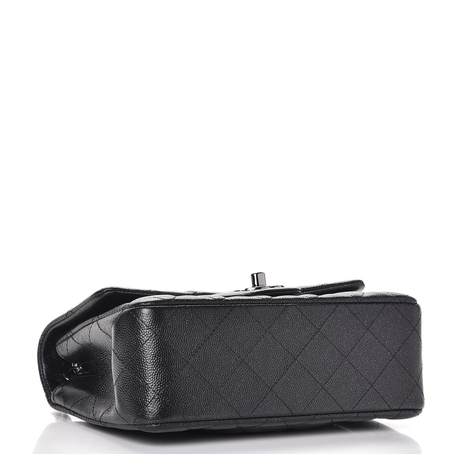 Iridescent Caviar Quilted Mini Rectangular Flap Black