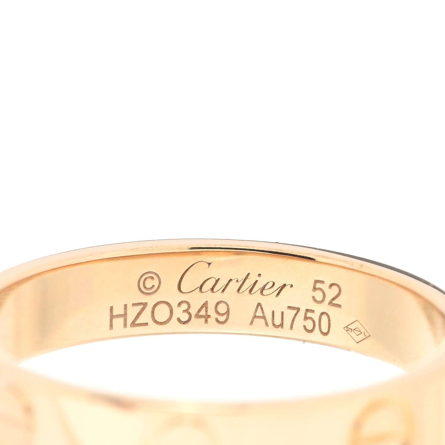 18K Yellow Gold 3.5mm LOVE Wedding Band Ring 52 6