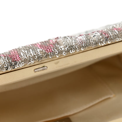 Chanel Sequin Satin Embroidered La Pausa Evening Clutch Silver Blue Pink 11 of 11