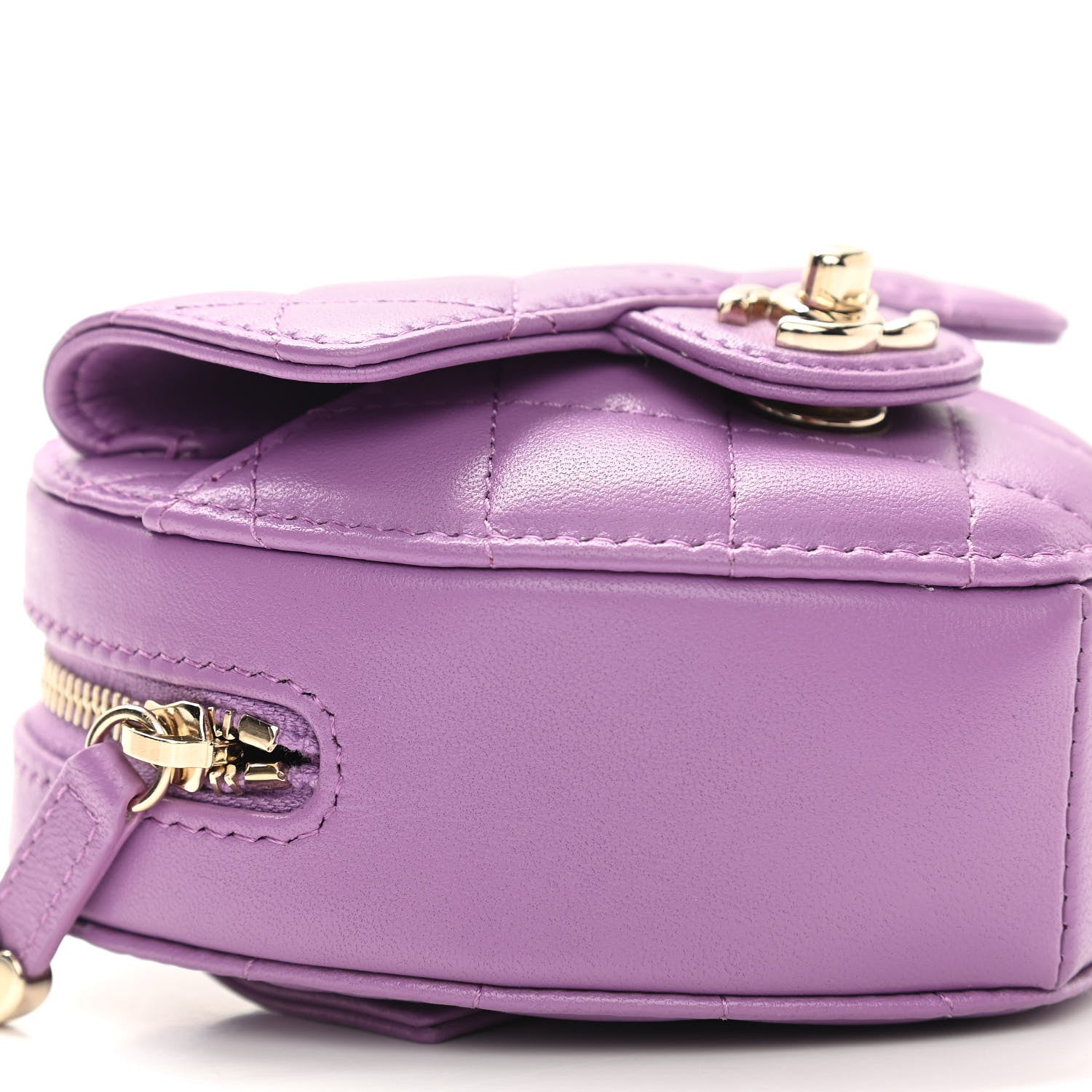 Chanel Lambskin Quilted CC In Love Heart Waist Belt Bag With Chain Purple 9 of 11