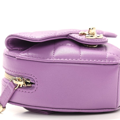 Chanel Lambskin Quilted CC In Love Heart Waist Belt Bag With Chain Purple 9 of 11