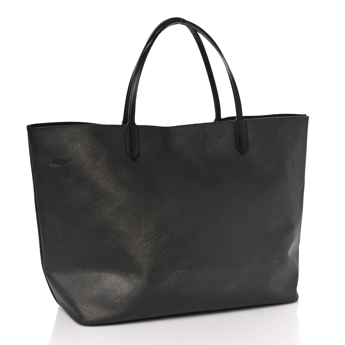 Textured Coated Canvas Bambi Print Large Antigona Tote Black
