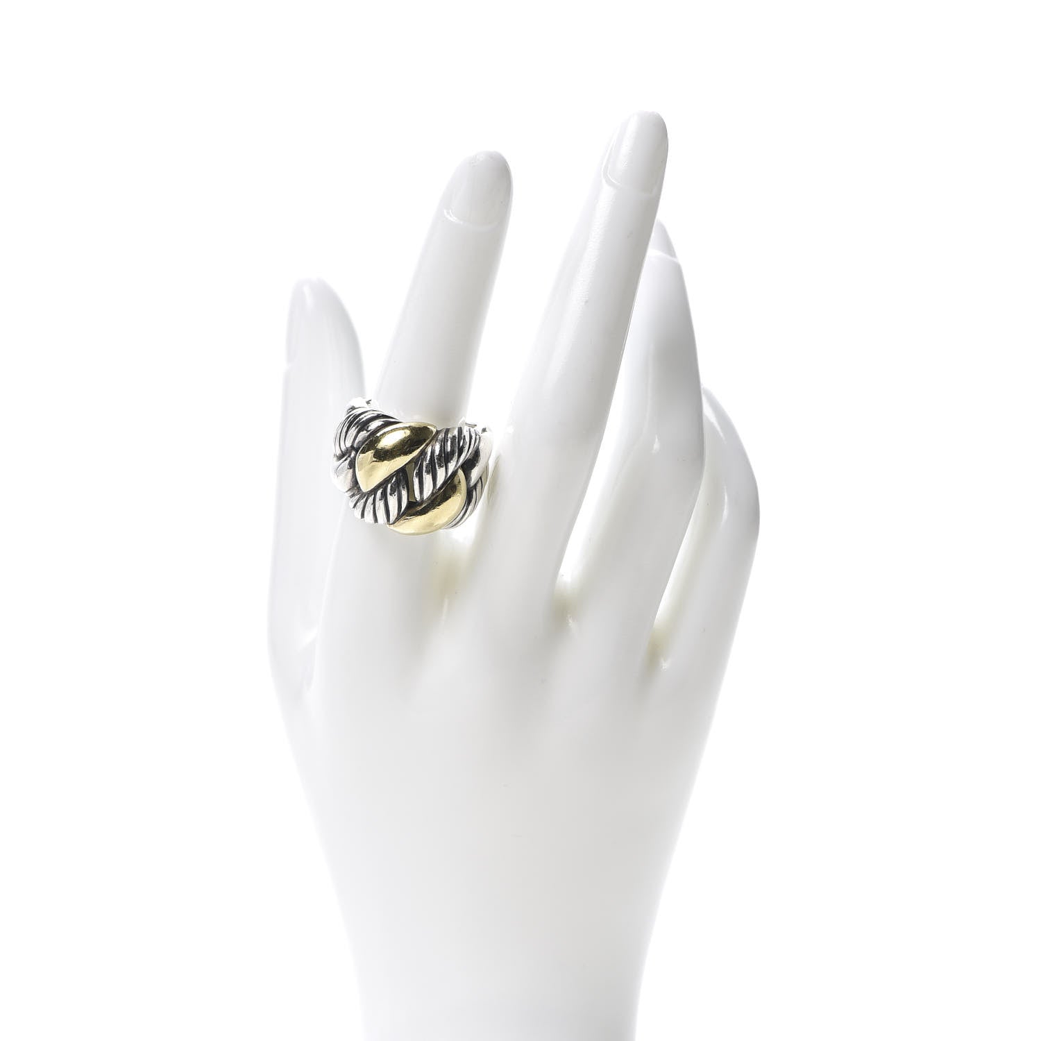 David Yurman Sterling Silver 18K Yellow Gold 20mm Cordelia Ring 57 8 2 of 5