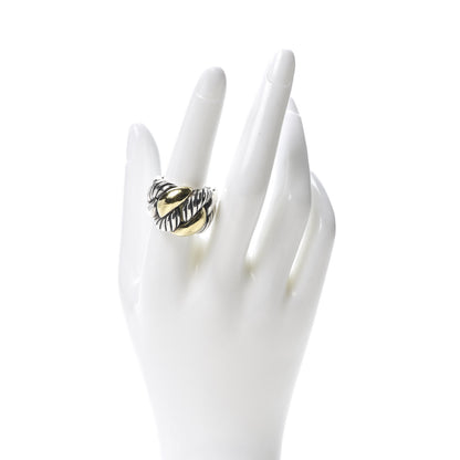 David Yurman Sterling Silver 18K Yellow Gold 20mm Cordelia Ring 57 8 2 of 5