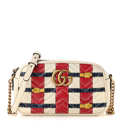 Gucci Calfskin Matelasse Trompe L'Oeil Print Small GG Marmont Chain Shoulder Bag White 1 of 10