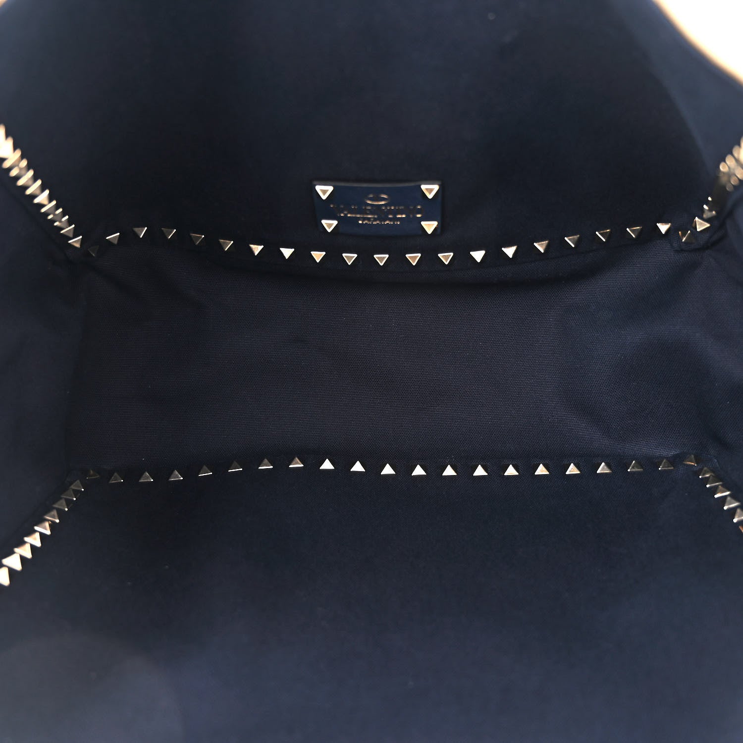 Valentino Garavani Canvas Medium Rockstud Reversible Tote Navy Blue Beige 9 of 17