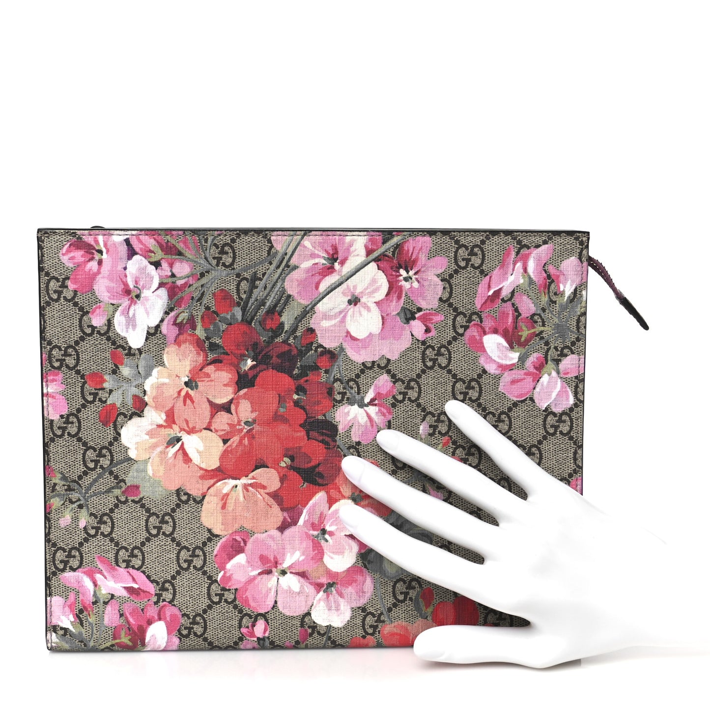 GG Supreme Monogram Blooms Large Cosmetic Case Beige Multicolor Dry Rose
