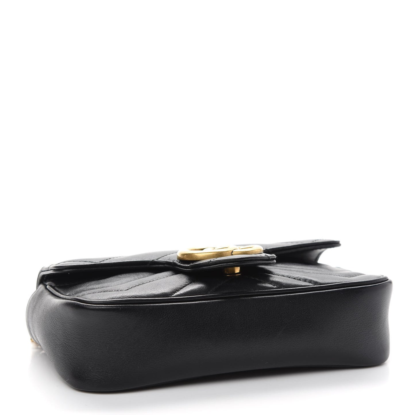 Calfskin Matelasse Super Mini GG Marmont Shoulder Bag Black