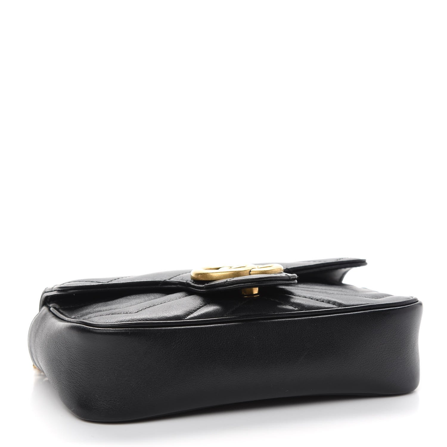 Gucci Calfskin Matelasse Super Mini GG Marmont Shoulder Bag Black 4 of 10