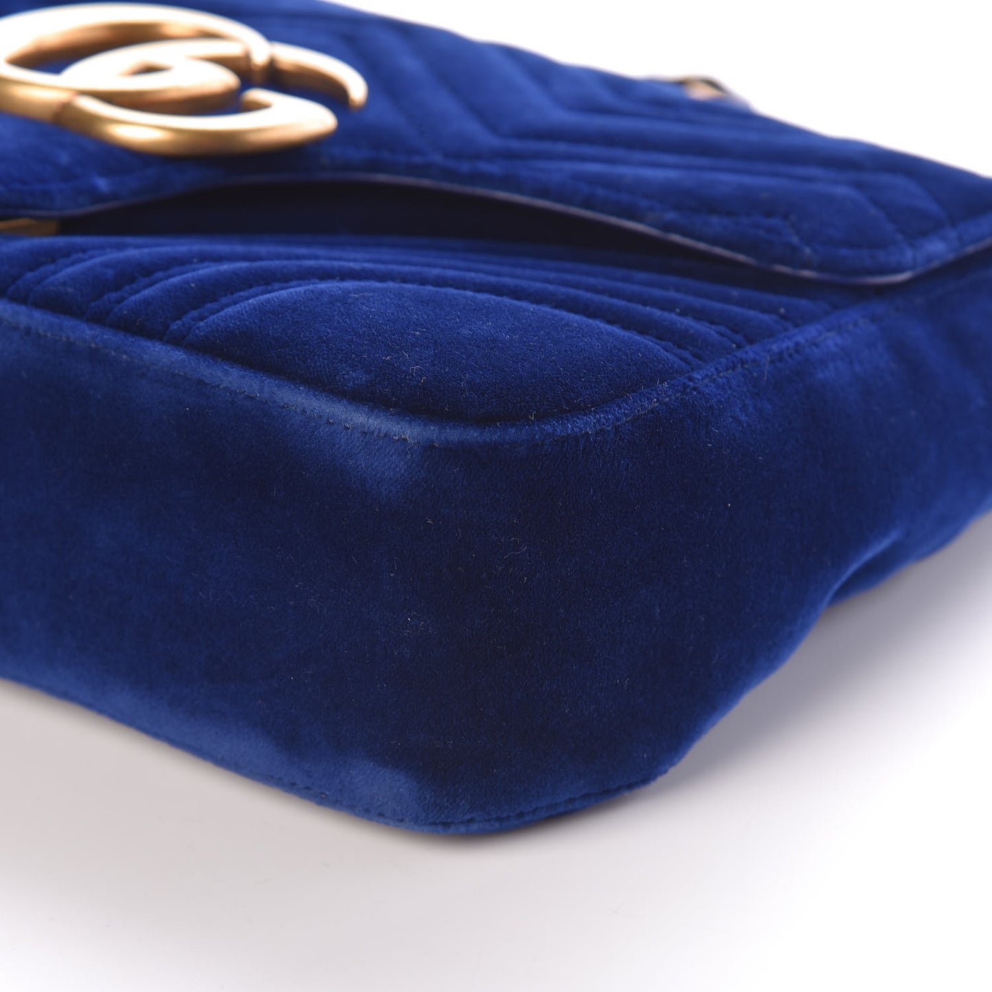 Velvet Matelasse Medium GG Marmont Shoulder Bag Cobalt Blue