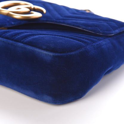 Gucci Velvet Matelasse Medium GG Marmont Shoulder Bag Cobalt Blue 9 of 10