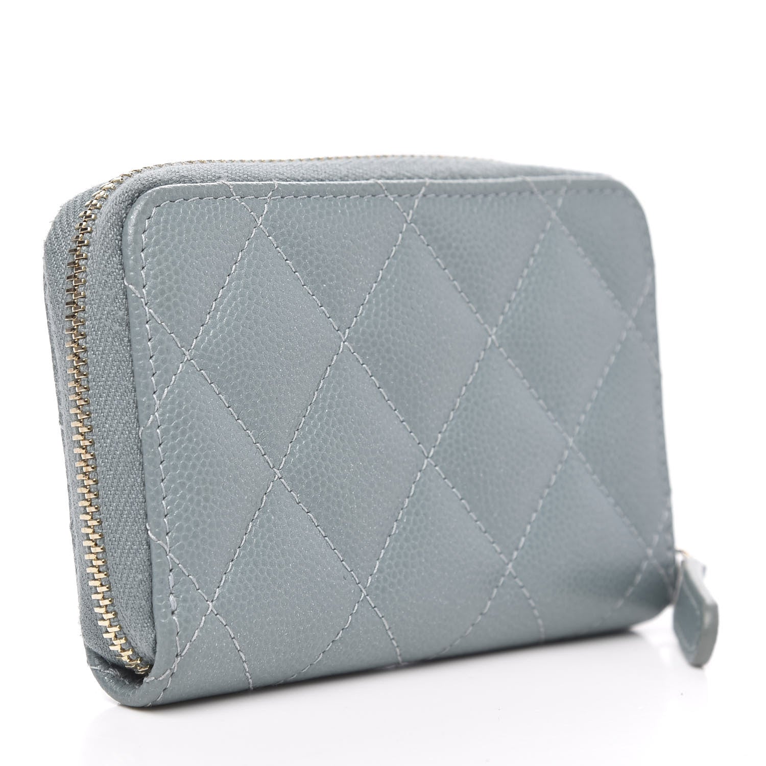 Chanel Iridescent Caviar Quilted Zip Coin Purse Light Blue 3 of 9