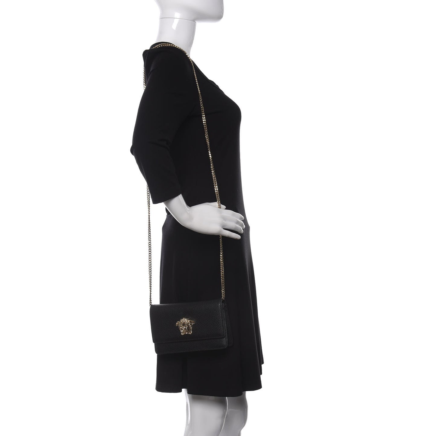 Grained Calfskin Palazzo Chain Evening Bag Black