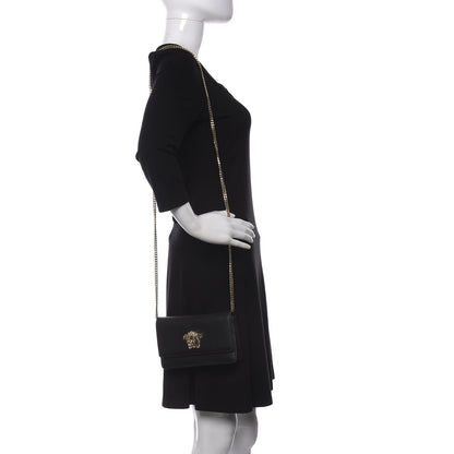 Versace Grained Calfskin Palazzo Chain Evening Bag Black 2 of 12