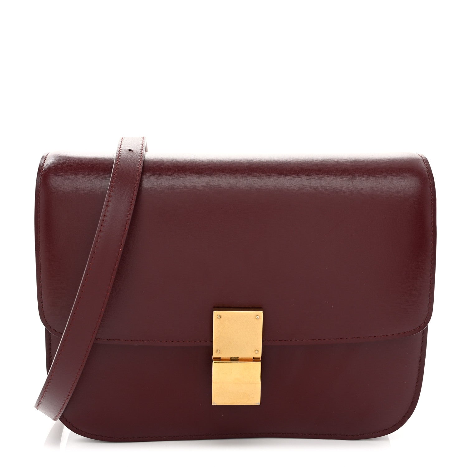 Celine Box Calfskin Medium Classic Box Flap Bag Burgundy 1 of 11