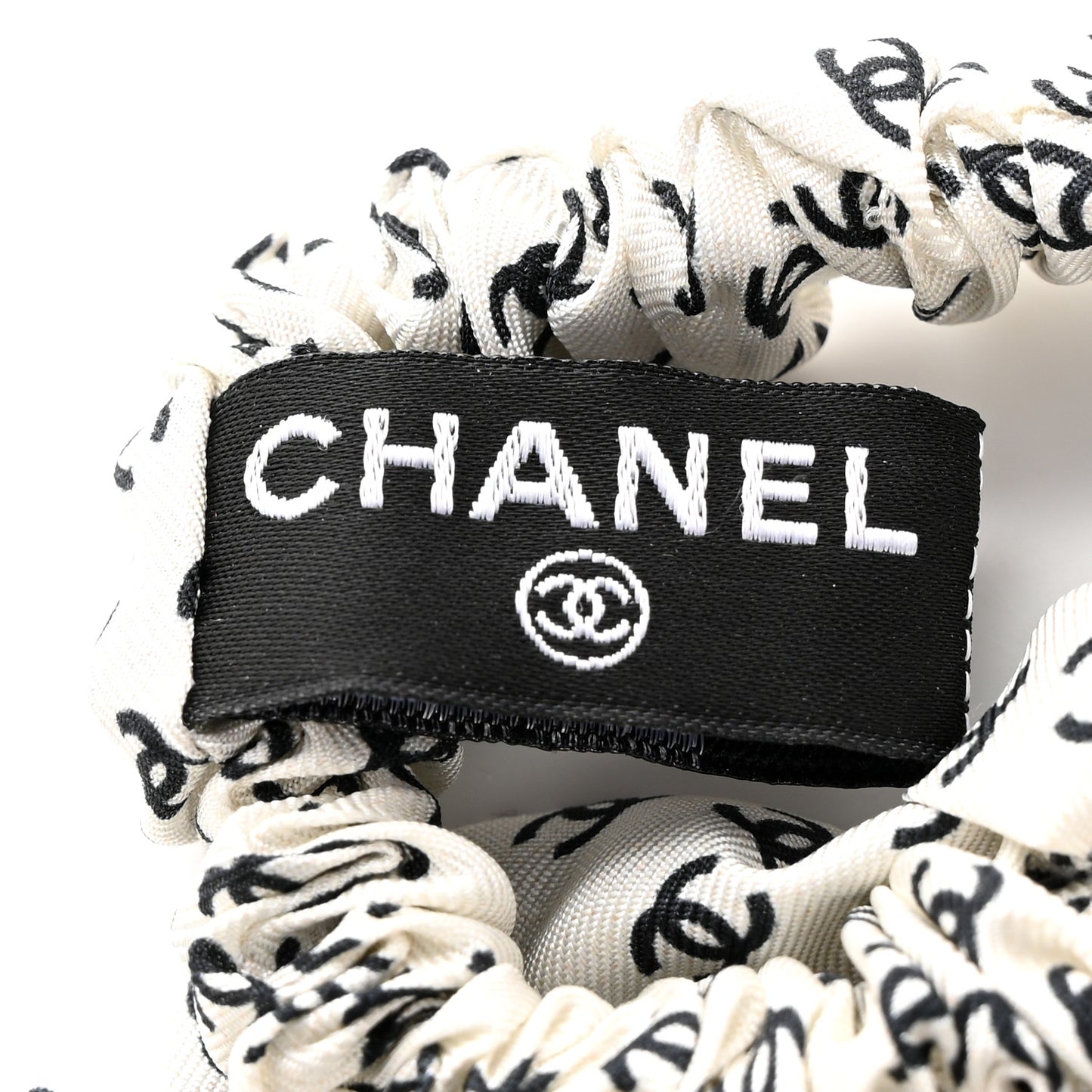 Silk Twill CC Scarf Hair Tie Black White
