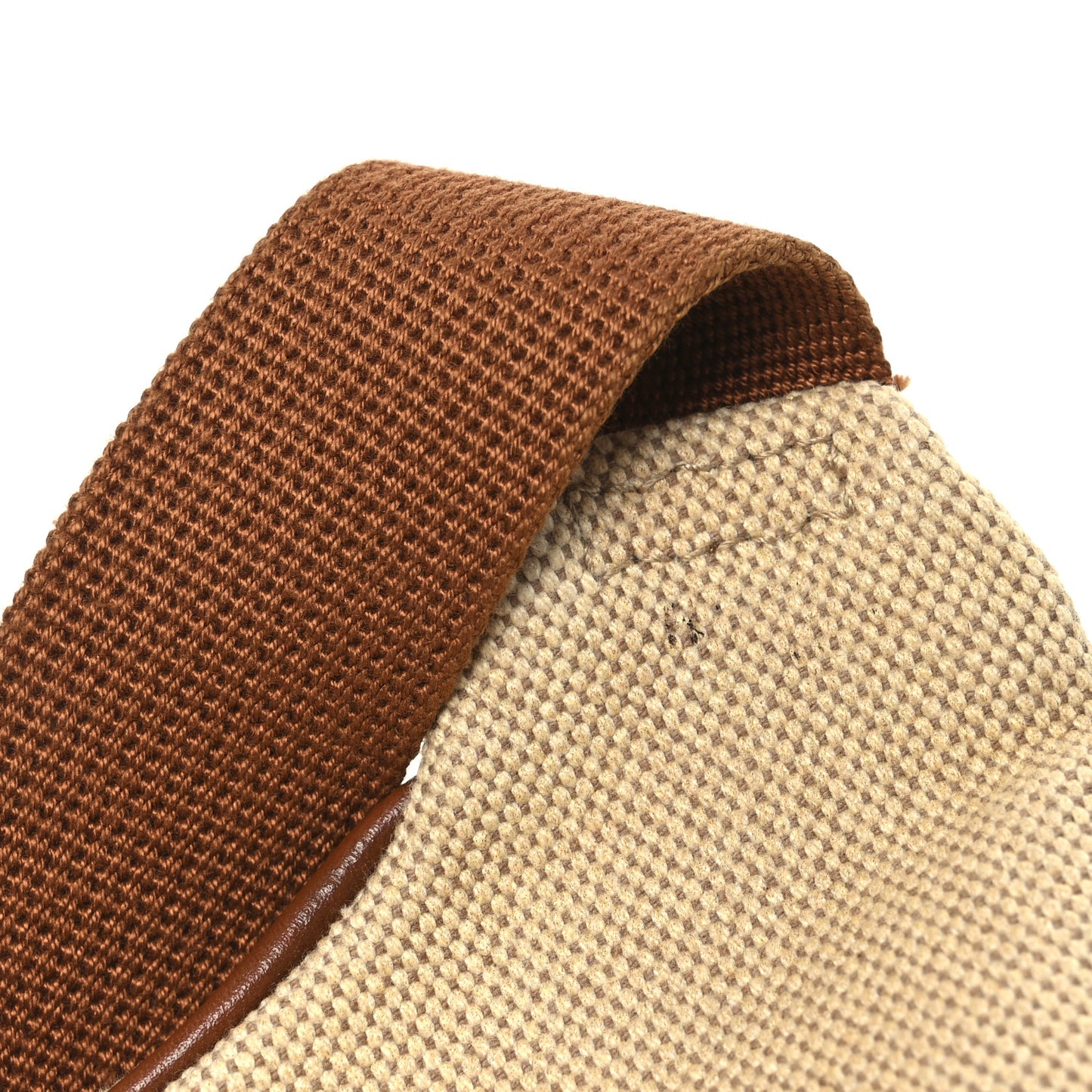 Vintage Canvas Web Belt Bag Sand Cuir