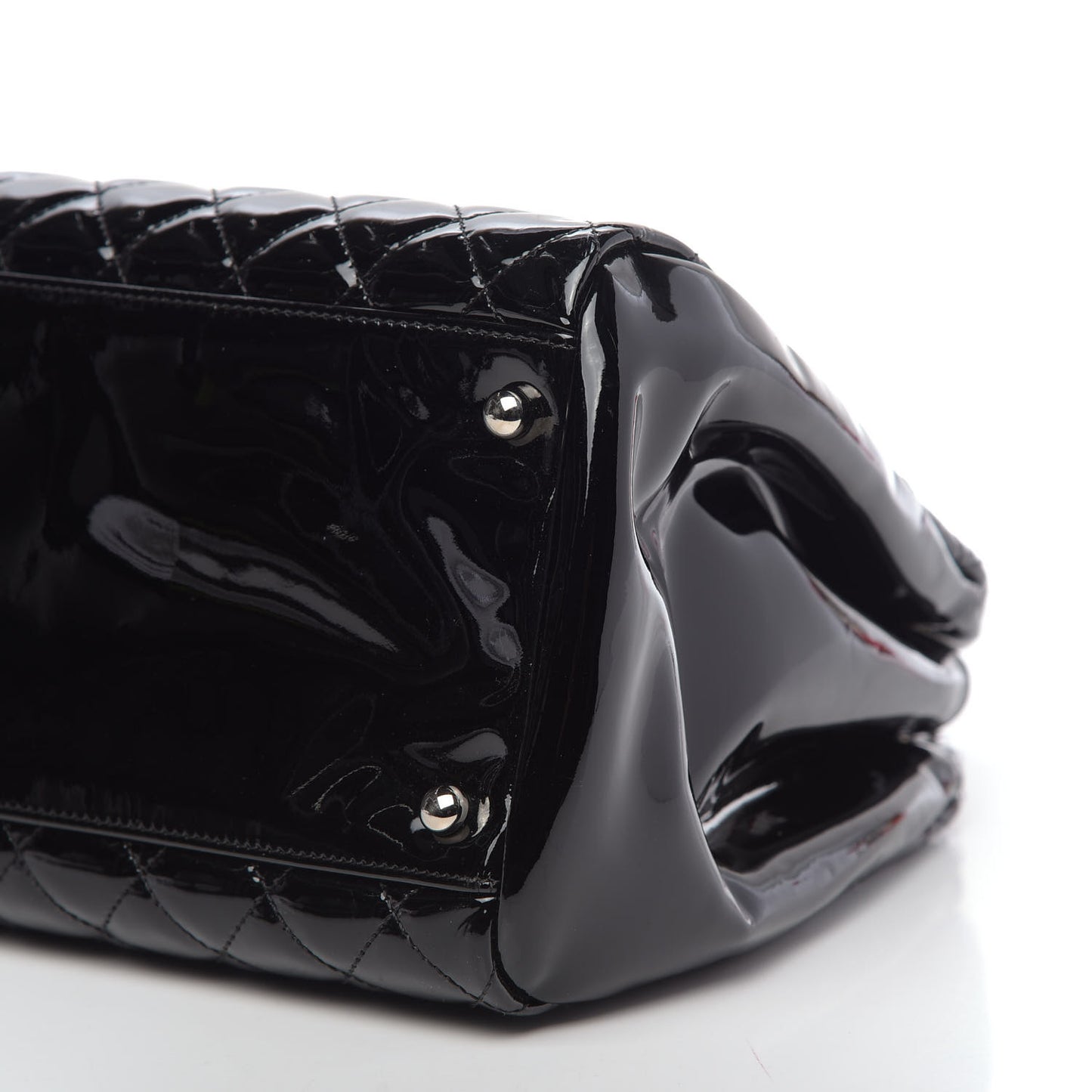 Patent Quilted Large Just Mademoiselle Bowling Bag Black