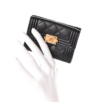 Chanel Caviar Quilted Small Boy Flap Wallet Black 2 of 8