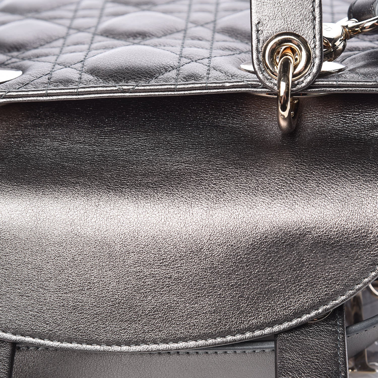 Christian Dior Metallic Grained Calfskin Cannage Small MyABCDior Gunmetal 12 of 13