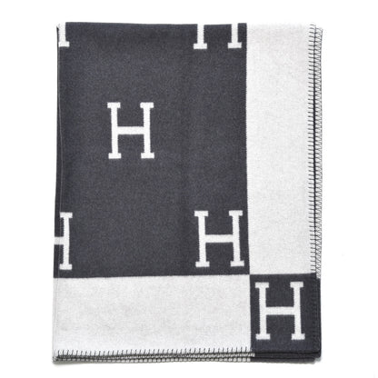 Hermes Wool Cashmere Avalon Blanket Ecru Gris Fonce 1 of 4