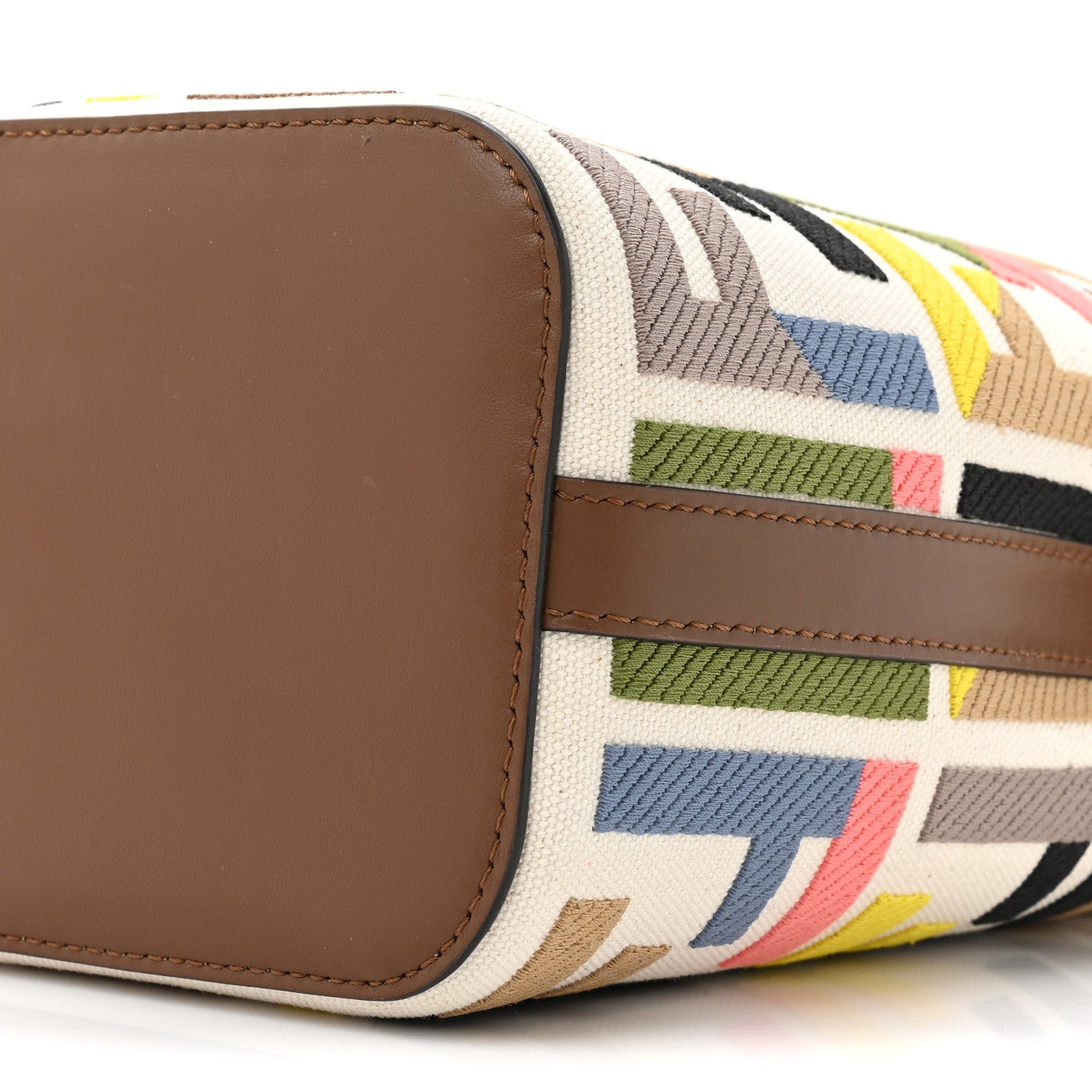 Fendi Kuban Canvas Vitello King F is Fendi FF Embroidered Mini Mon Tresor Bucket Bag Multicolor Cuoio 8 of 11