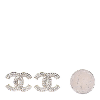 Chanel Crystal Pearl Chain Mania CC Earrings Gold 2 of 4