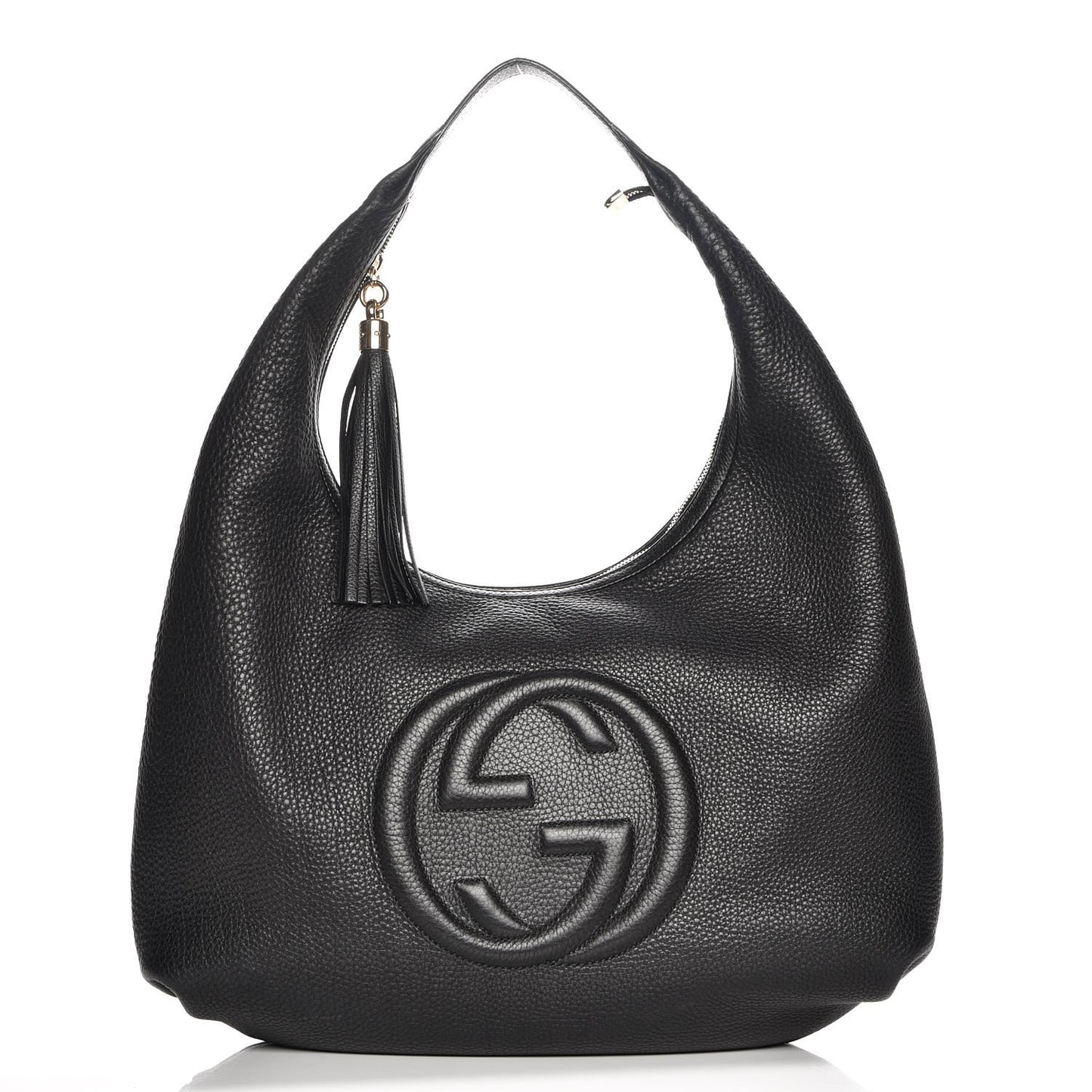Pebbled Calfskin Large Soho Hobo Black