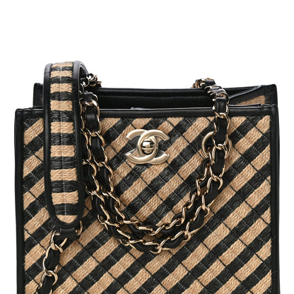 Chanel Raffia Jute Striped Urban Jungle Bucket Bag Black Beige 9 of 14