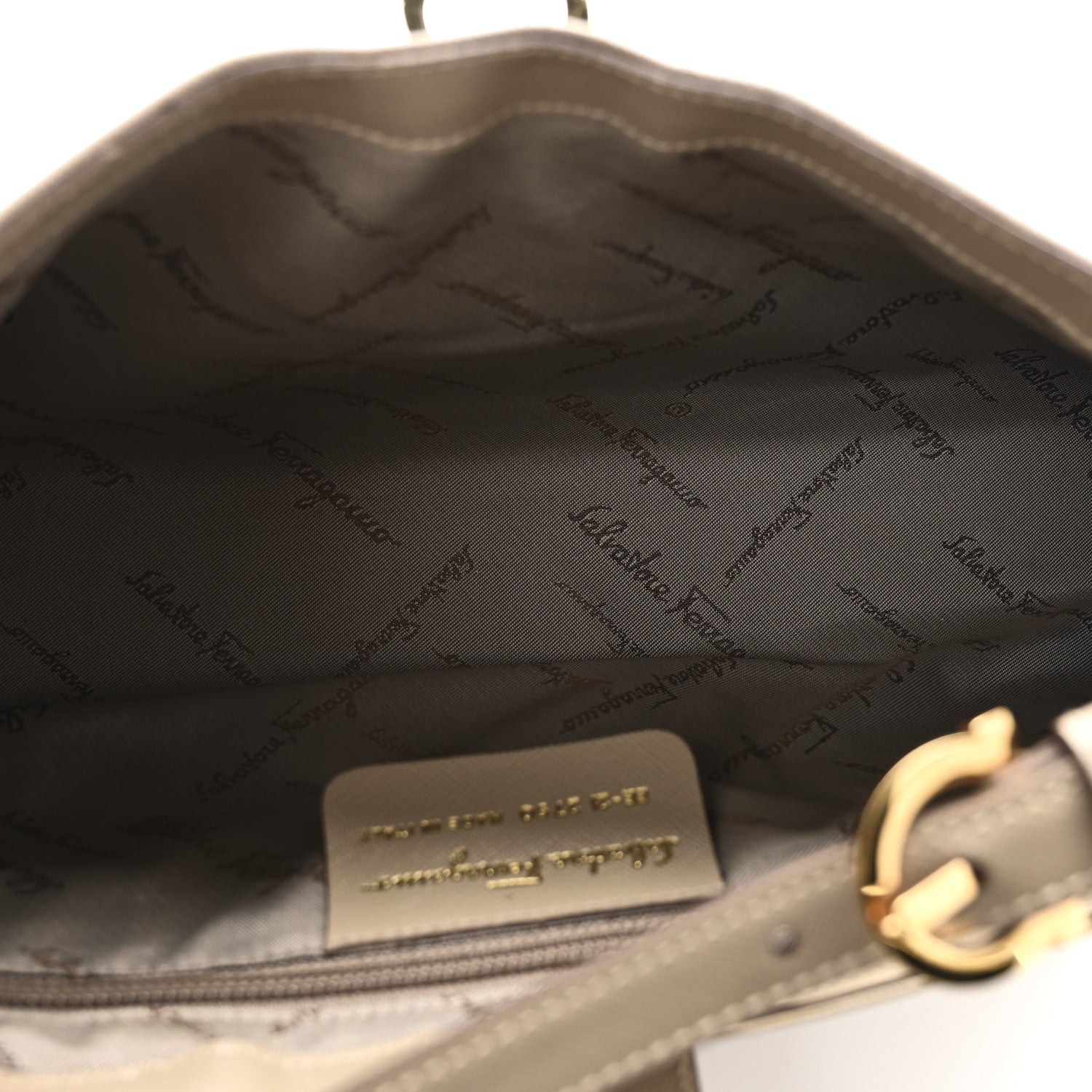 Salvatore Ferragamo Hammered Calfskin Trifolio Shoulder Bag Beige 5 of 10