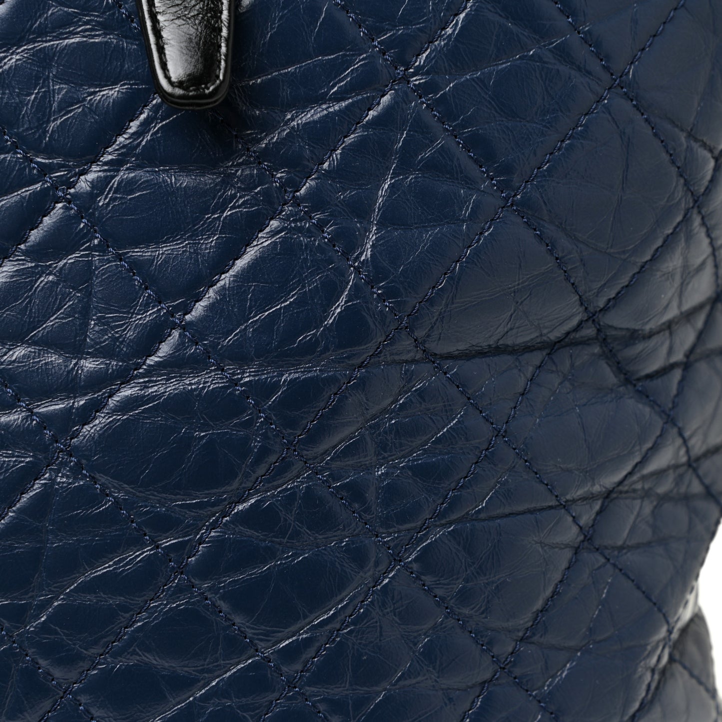 Aged Calfskin Quilted Large Gabrielle Shopping Tote Navy Black