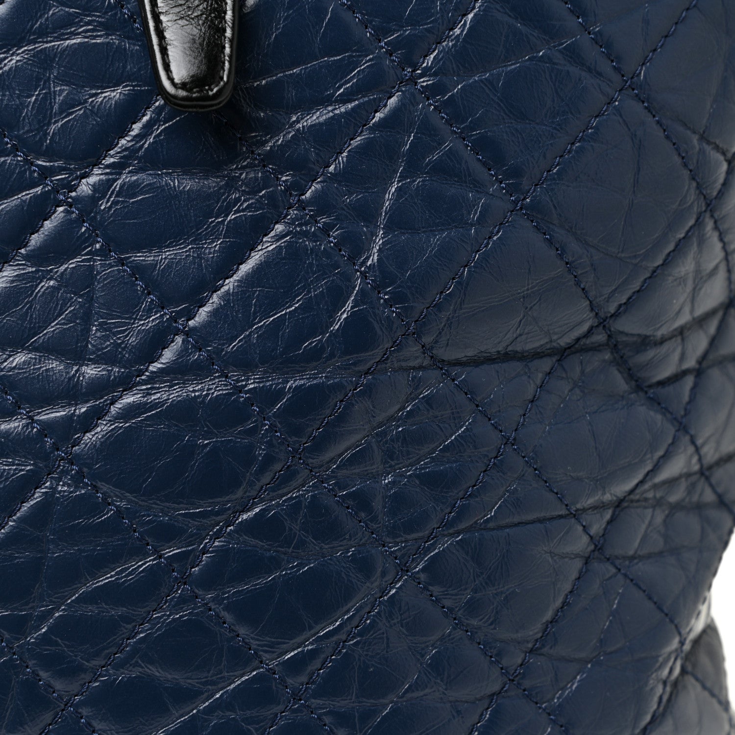 Chanel Aged Calfskin Quilted Large Gabrielle Shopping Tote Navy Black 17 of 25