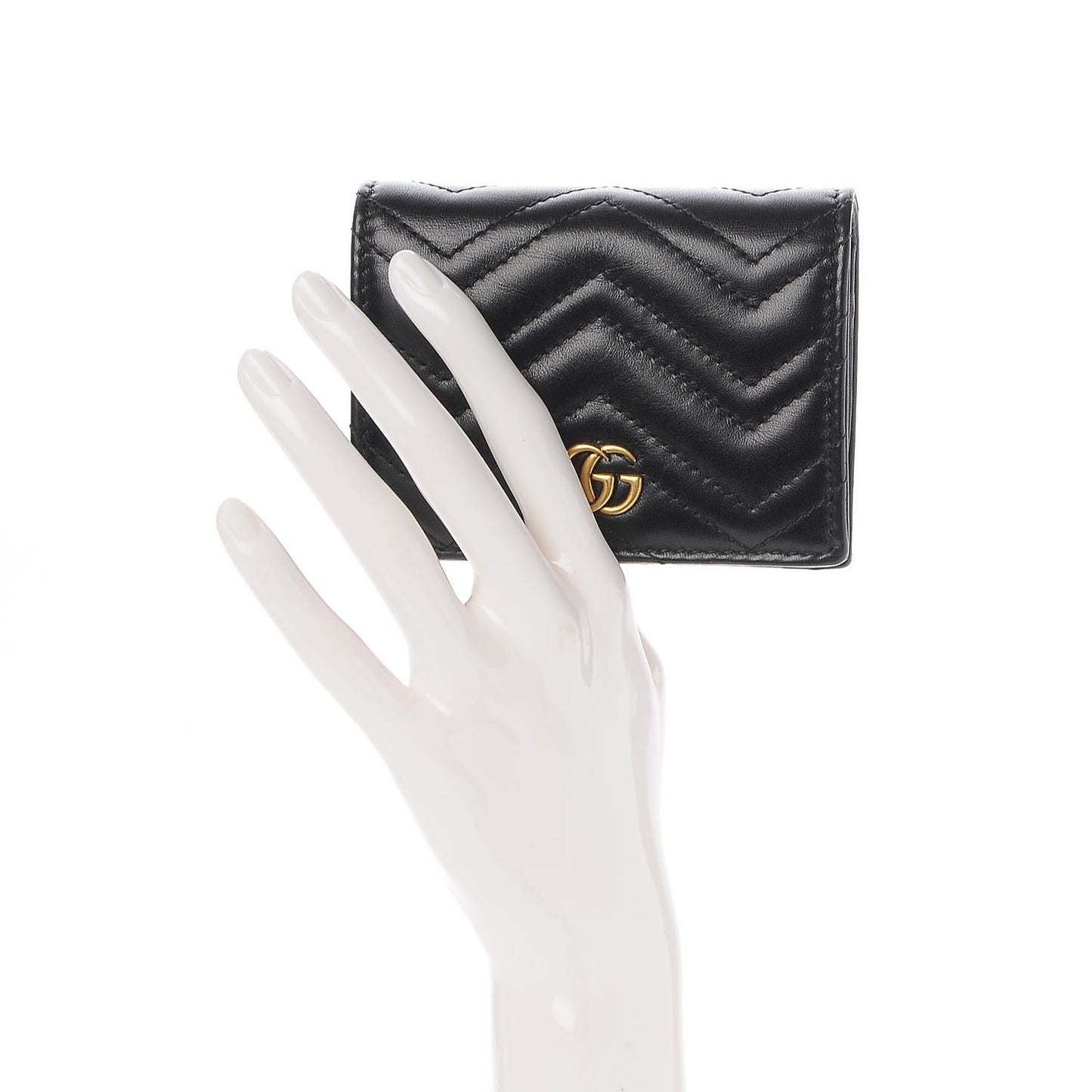 Calfskin Matelasse GG Marmont Card Case Wallet Black