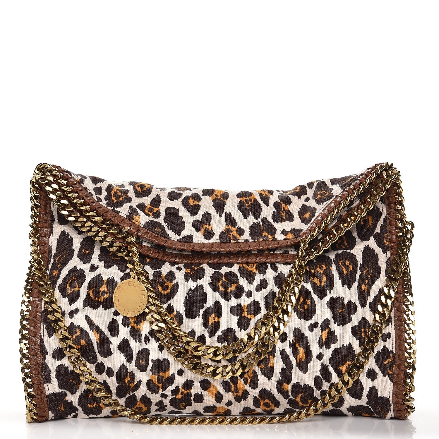 Stella McCartney Linen Leopard Small Falabella Fold Over Tote 1 of 8