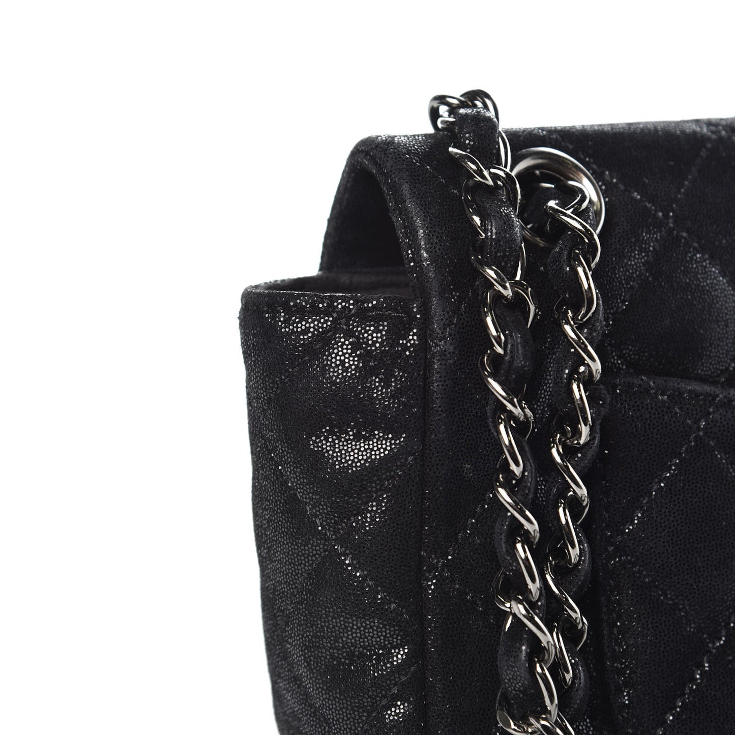 Sequin Goatskin Crystal CC Mini Flap Black
