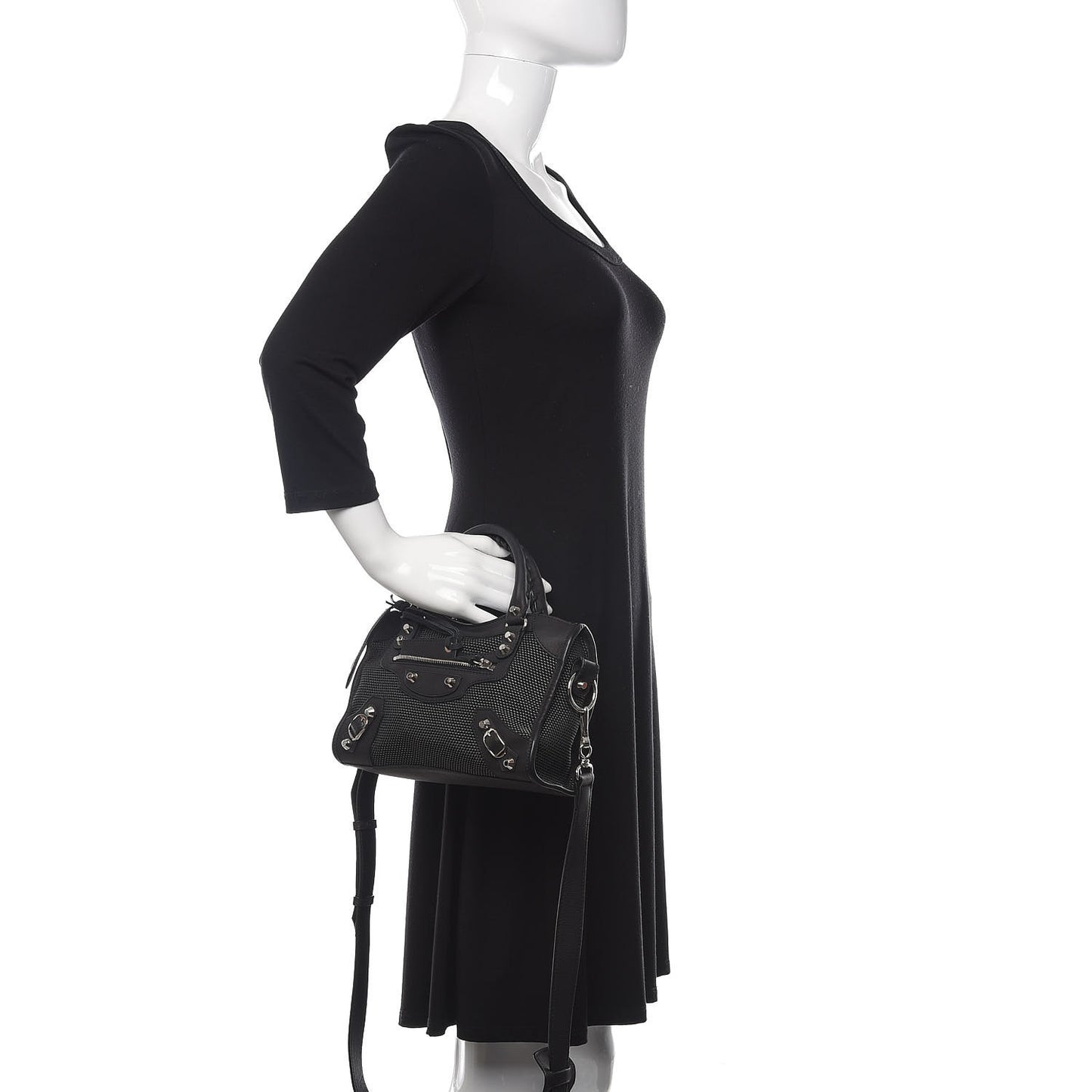 Lambskin Canvas Classic Silver Hardware Mini City Black