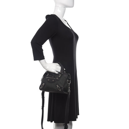 Balenciaga Lambskin Canvas Classic Silver Hardware Mini City Black 2 of 10
