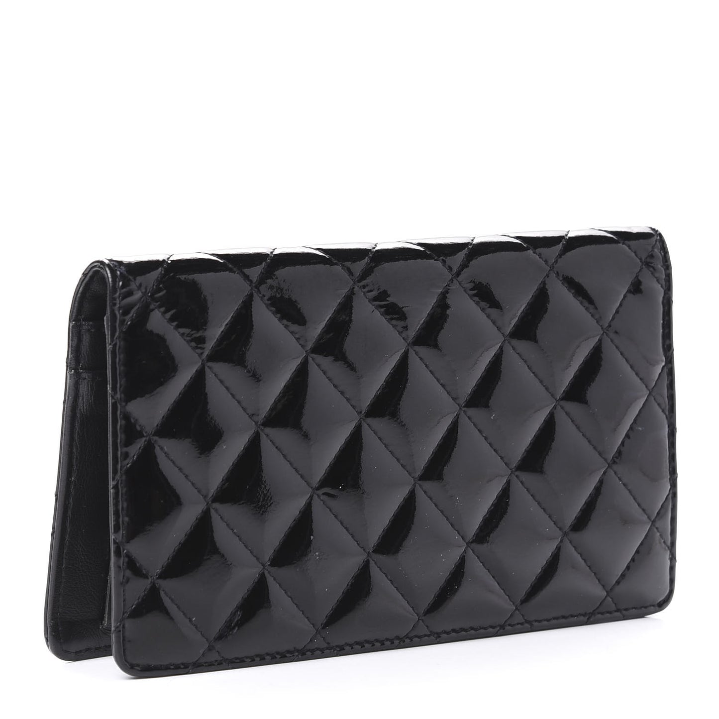 Patent Quilted Brilliant Yen Wallet Black