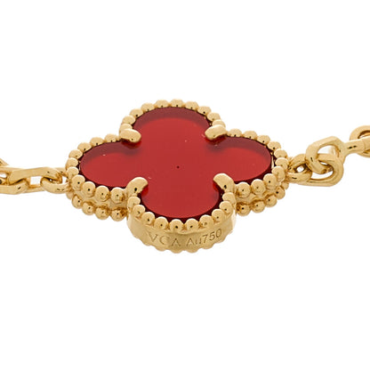 Van Cleef & Arpels 18K Yellow Gold Carnelian 5 Motifs Vintage Alhambra Bracelet 4 of 5