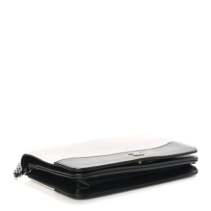 Chanel Aged Calfskin Quilted Gabrielle Wallet On Chain WOC White Black 4 of 11