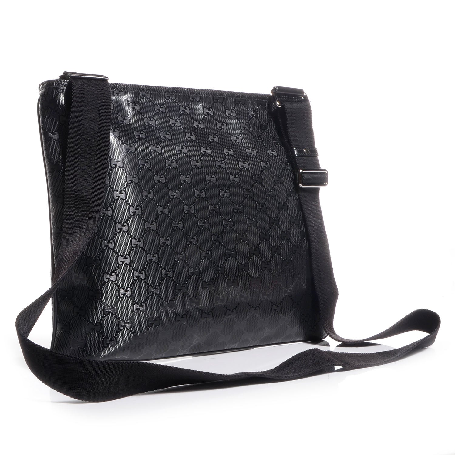 Gucci Imprime Monogram Medium Flat Messenger Bag Black 3 of 7