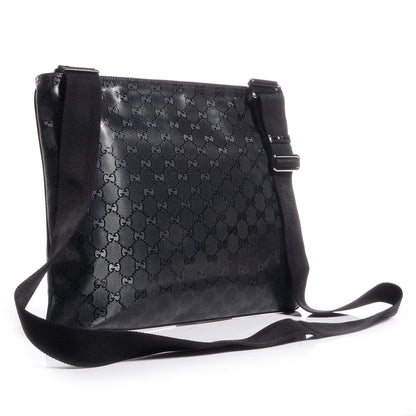 Gucci Imprime Monogram Medium Flat Messenger Bag Black 3 of 7