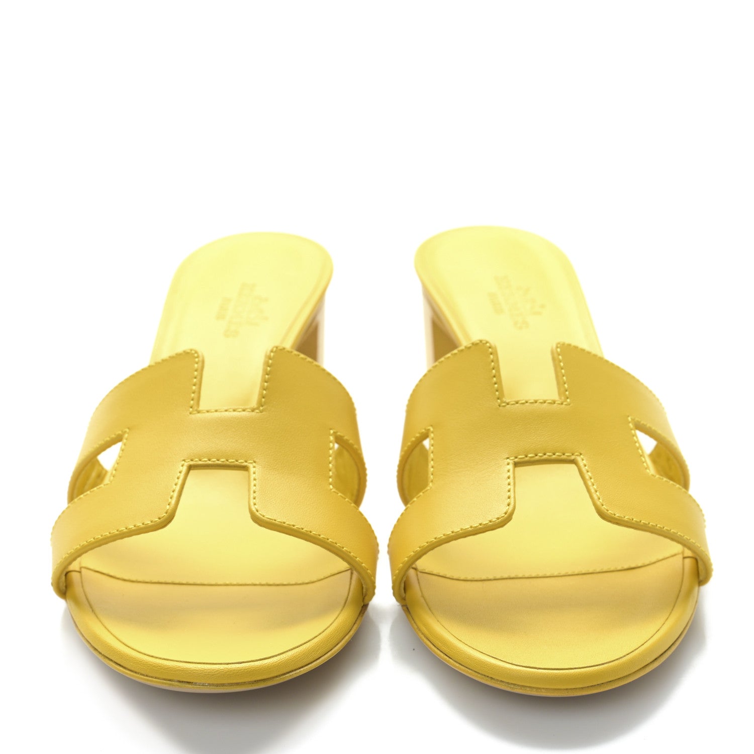 Hermes Calfskin Oasis Sandals 36.5 Jaune Pollen 2 of 8