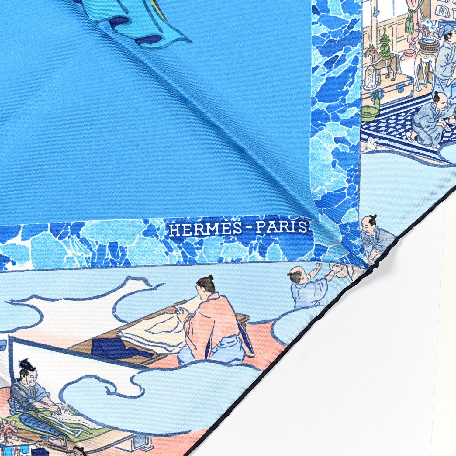 Hermes Silk Les Artisans D'Hermes Scarf 90 Bleu Lagon Ciel 2 of 4