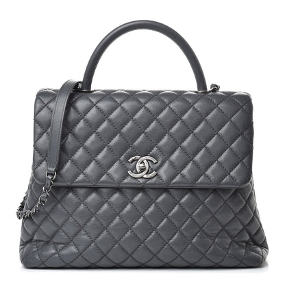 Chanel Caviar Quilted Large Coco Handle Flap Grey 2 of 15