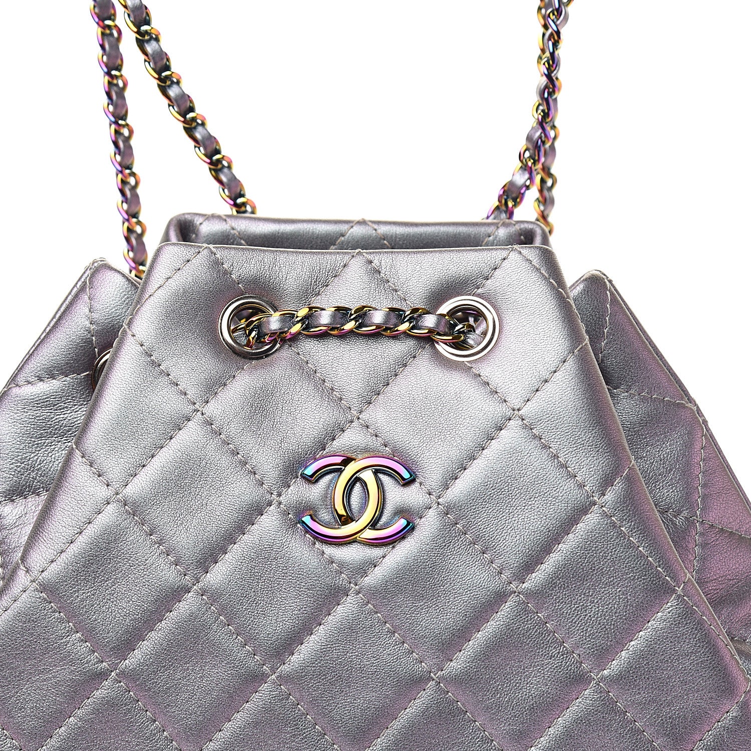 Chanel Iridescent Lambskin Calfskin Quilted Gabrielle Backpack Light Purple 8 of 9
