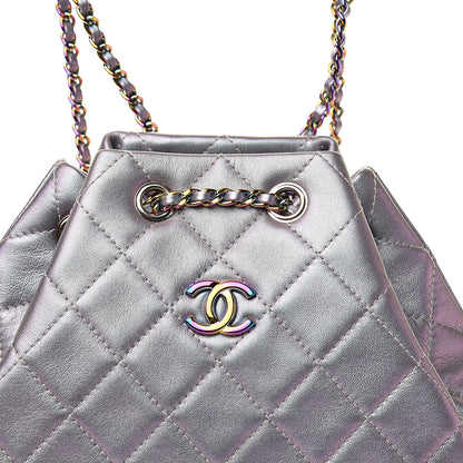 Chanel Iridescent Lambskin Calfskin Quilted Gabrielle Backpack Light Purple 8 of 9